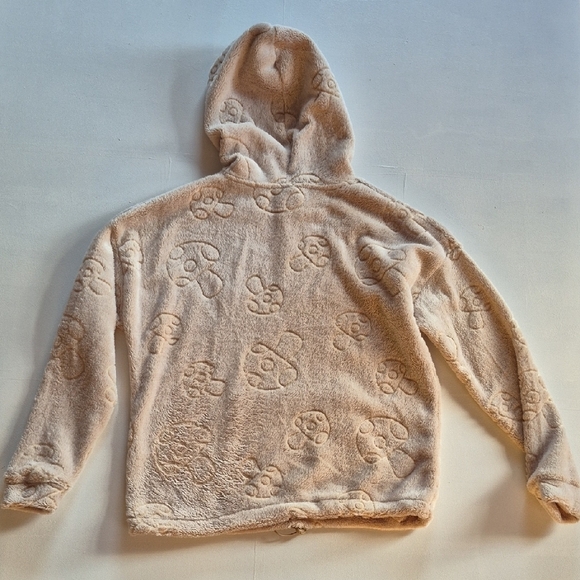 Plush Beige Hoodie With Etched Mushrooms Junior Size (7-9) - Picture 5 of 5